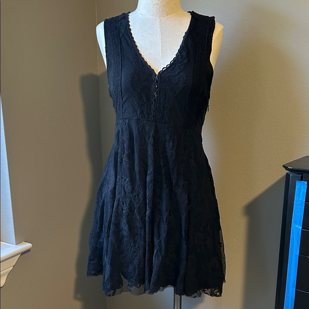 Free People Black Lace Mini Dress